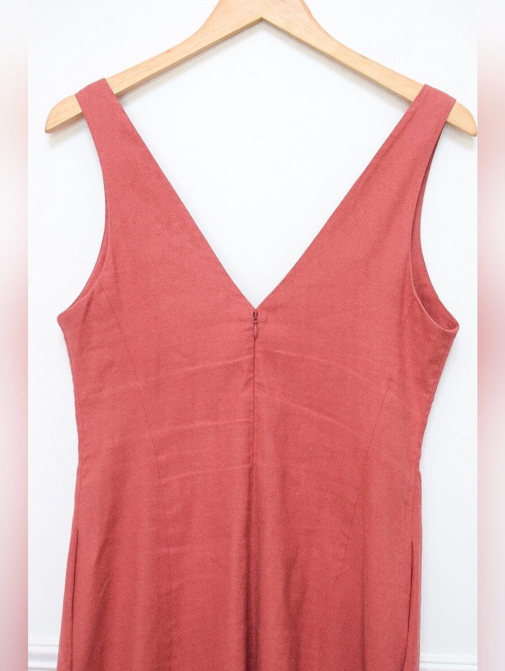Theory Tadayon Linen Asymmetrical Midi Dress Terracotta Orange A-Line Size 4 - Picture 7 of 10